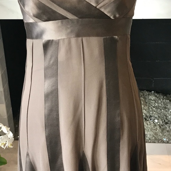 BCBGMaxAzria Cocoa Silk Halter Dress Size 6 - Picture 3 of 8